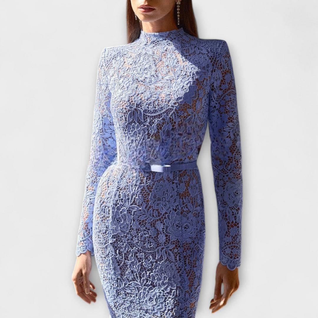 Freya – Elegant Floral Lace Midi Dress