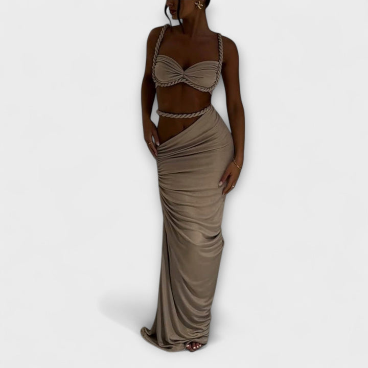 Jane – Gradient Braided Crop Top & Overskirt Set
