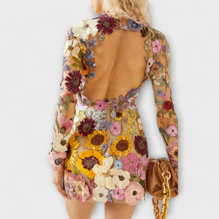 Dolores | Dress with 3D flower pattern