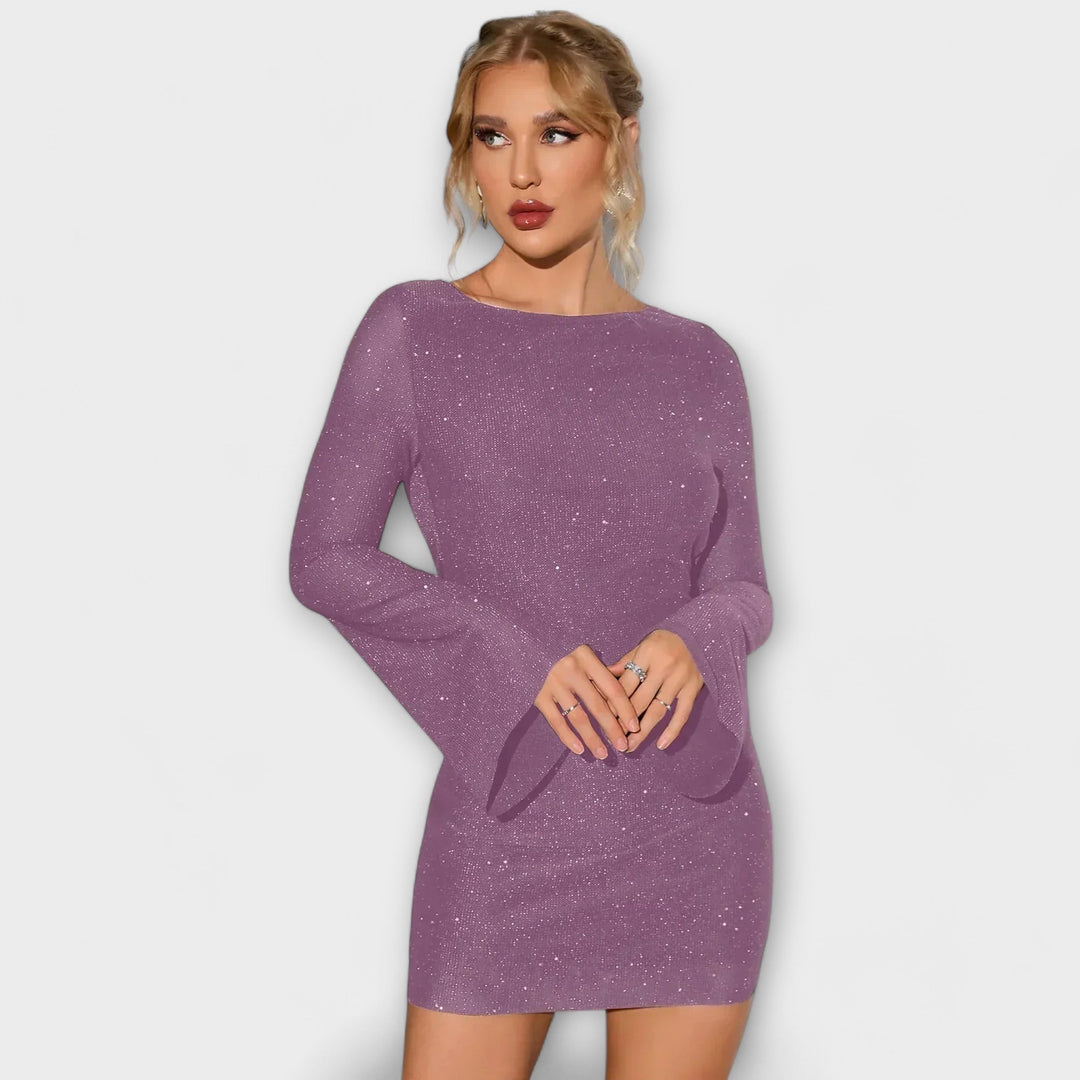 Quirinia | Backless sequin dress with long sleeves