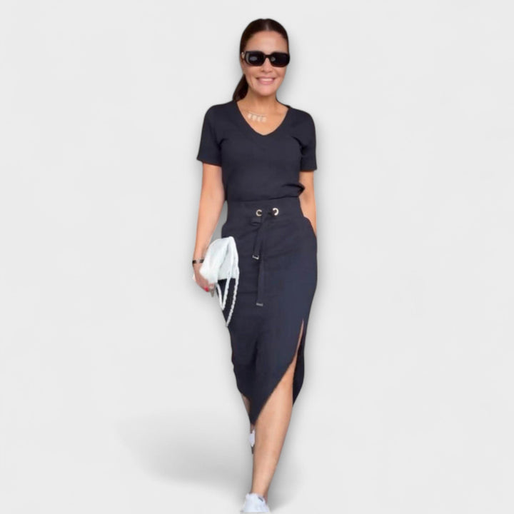 Danielle – V-Neck Top & Skirt Set