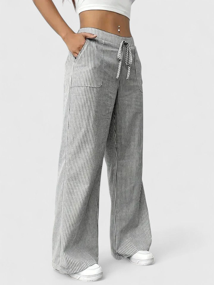 Dominique | Comfortable Wide-Leg Trousers with Elegant Details