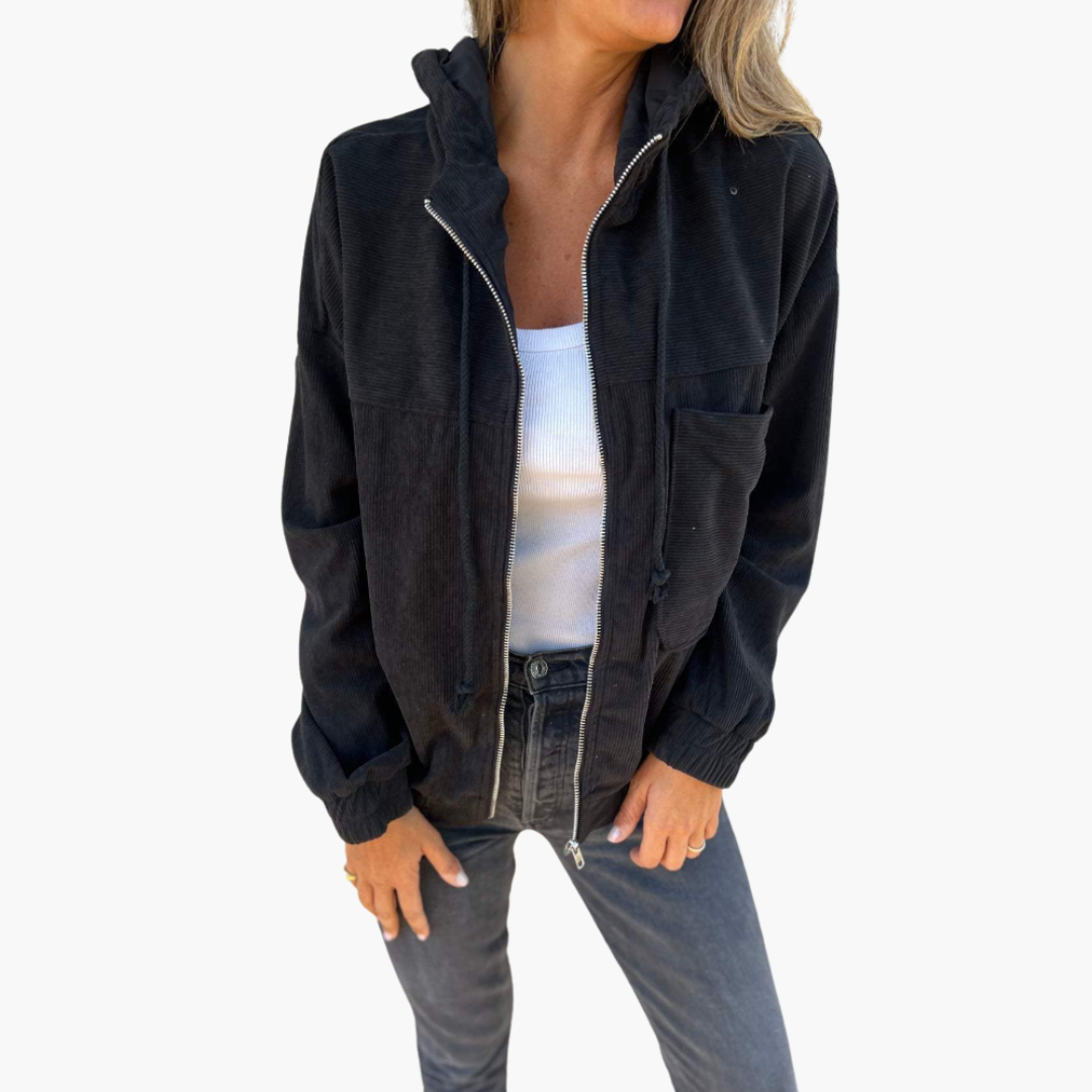 Ella | Corduroy Hooded Zip-Up Jacket