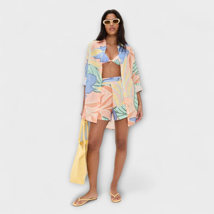 Mary – Tropical Leaf Print Short Set