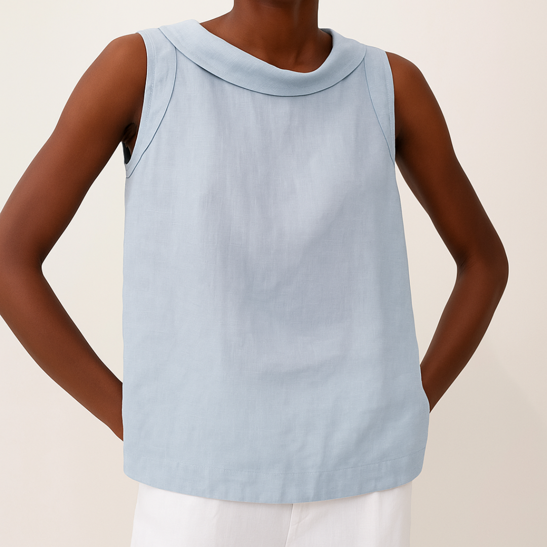 Avice™ | Sleeveless Rolled Collar Top: