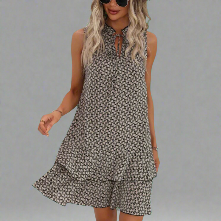 Ulrike | Sleeveless summer dress with ruffles made of premium fabric