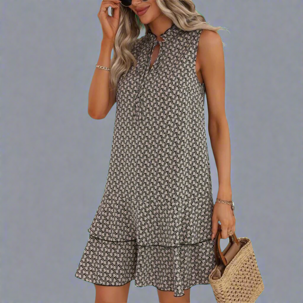 Ulrike | Sleeveless summer dress with ruffles made of premium fabric