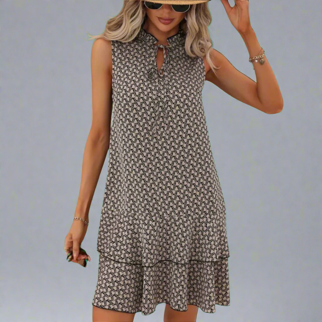 Ulrike | Sleeveless summer dress with ruffles made of premium fabric
