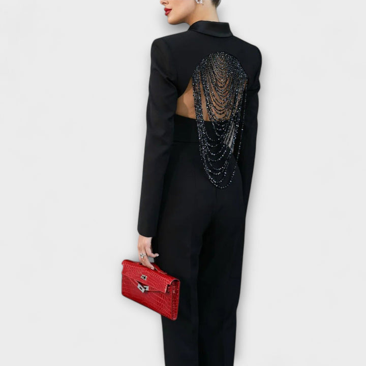 Noa – Pearl-Embellished Backless Blazer Co-Ord Set