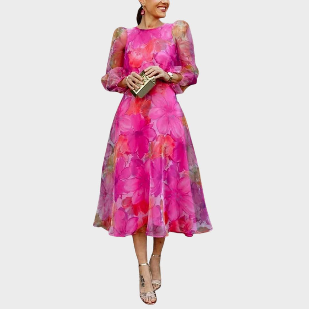 Aria | Floral Print Midi Dress