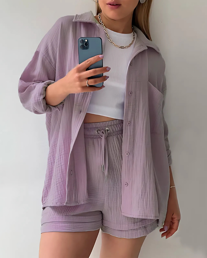 Maylee™ | Cotton Shirt & Shorts Set