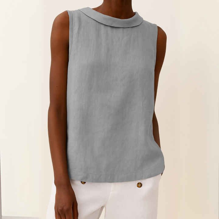 Avice™ | Sleeveless Rolled Collar Top: