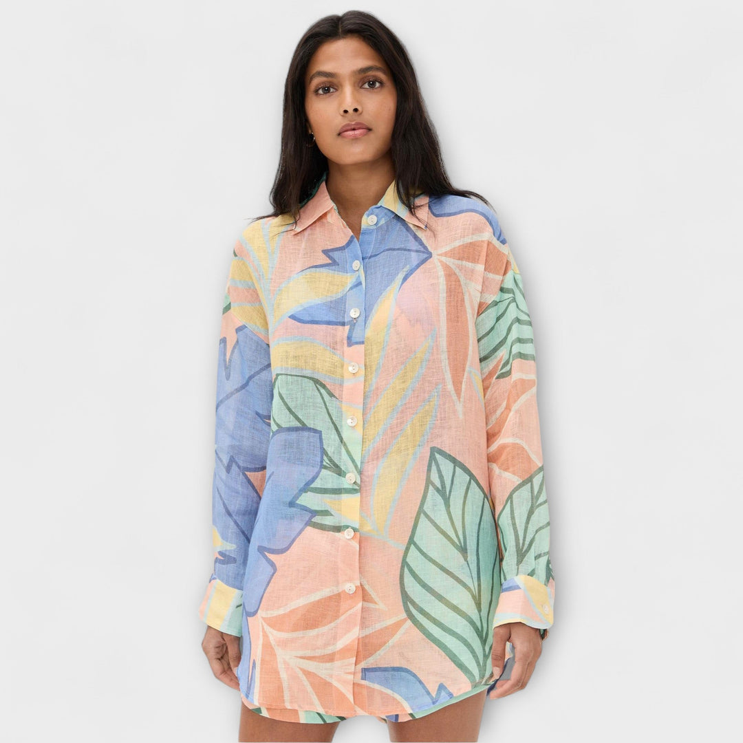 Mary – Tropical Leaf Print Short Set