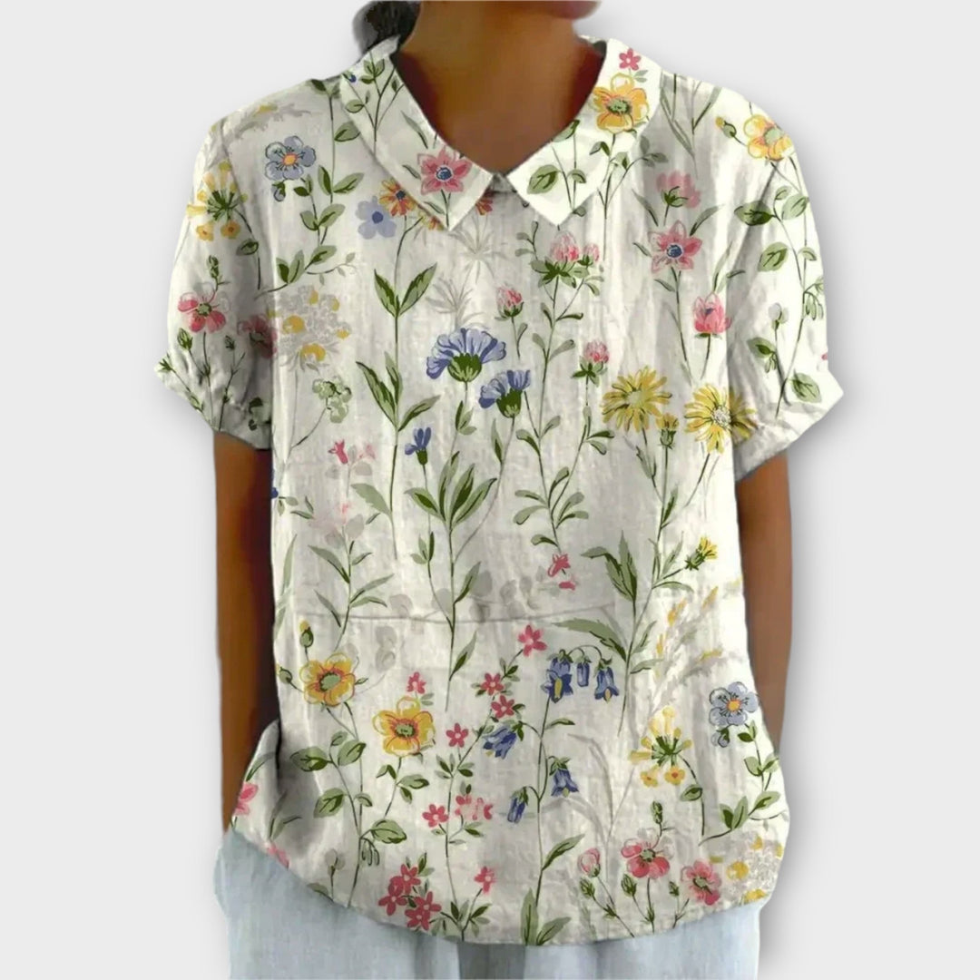 Charlotte™ | Floral Cotton-Linen Blouse