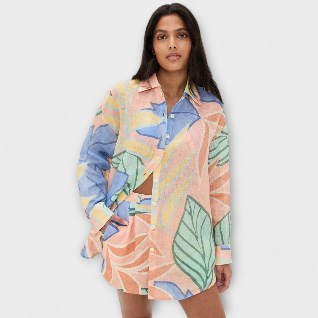Mary – Tropical Leaf Print Short Set