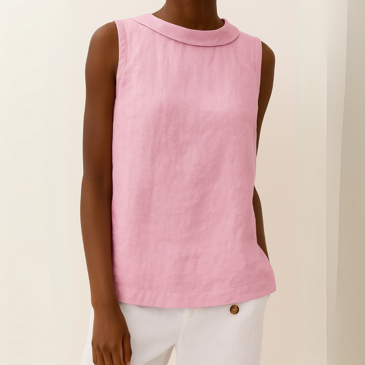 Avice™ | Sleeveless Rolled Collar Top: