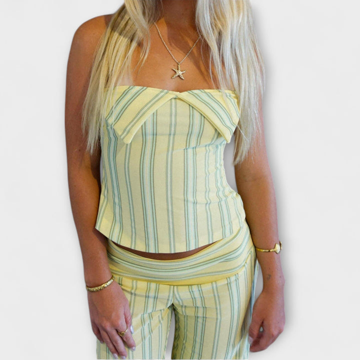 Anastasia – Classic Breton Stripe Trouser Suit