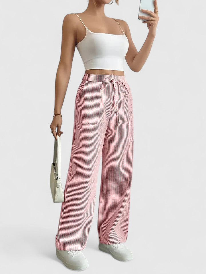 Dominique | Comfortable Wide-Leg Trousers with Elegant Details