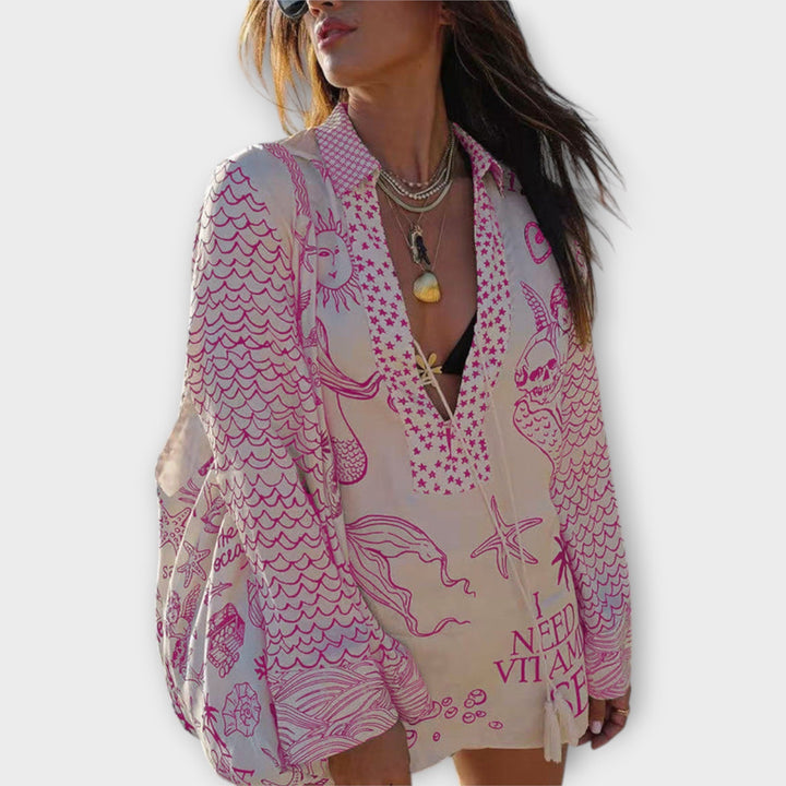 Liv – Waterfall Satin Tassel Shirt & Shorts Co-Ord