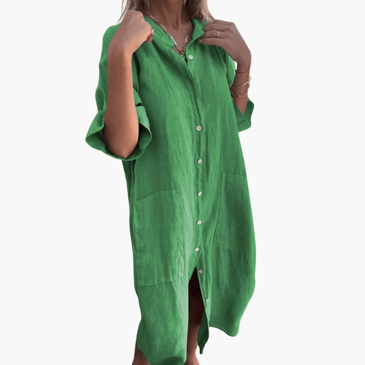 Melany™ | Ibiza-Style Loose Knee-Length Shirt Dress