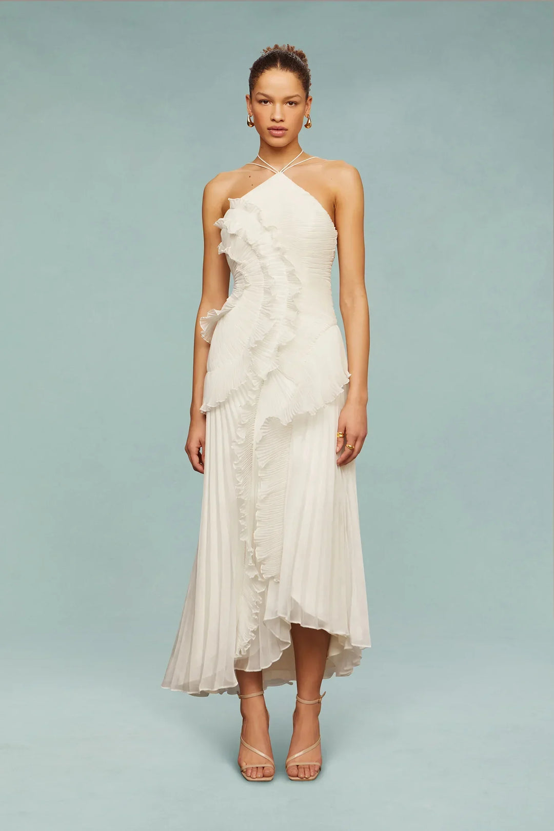 Celeste™ | Ruffled Halterneck Evening Dress