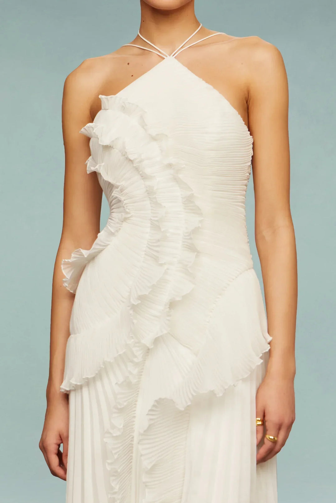Celeste™ | Ruffled Halterneck Evening Dress