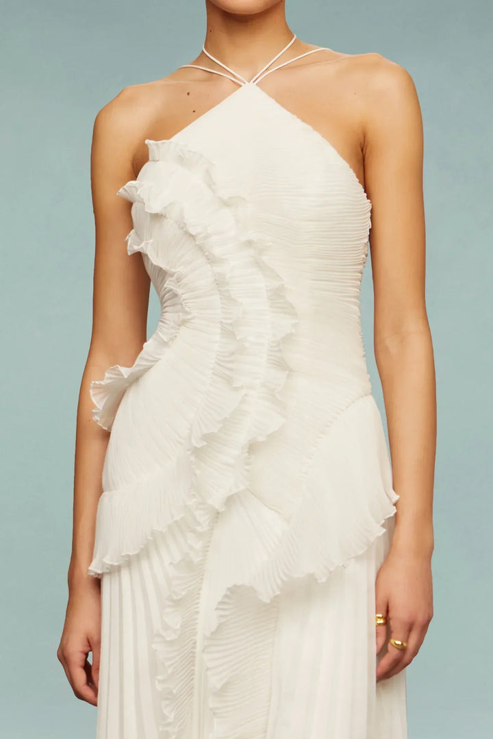 Celeste™ | Ruffled Halterneck Evening Dress