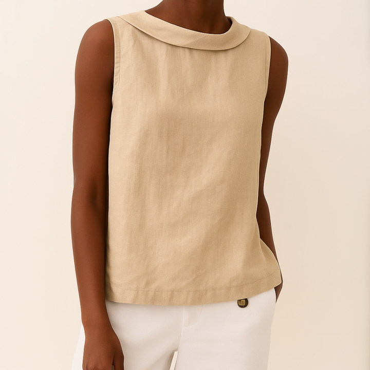Avice™ | Sleeveless Rolled Collar Top:
