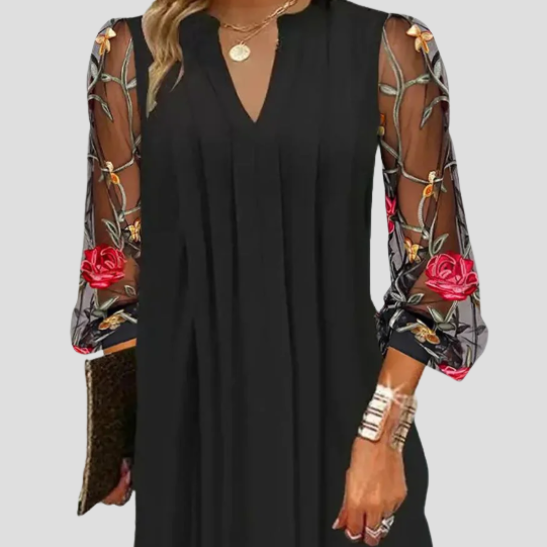 Renée™ | Elegant Mini Dress with Sheer Sleeves