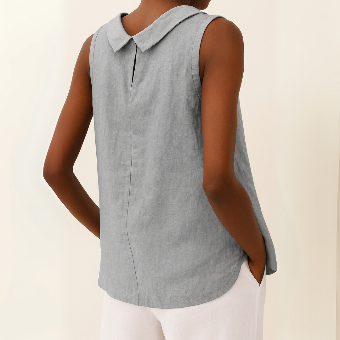 Avice™ | Sleeveless Rolled Collar Top: