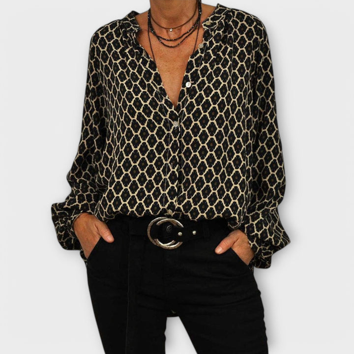 Chess | Stylish blouse with V-neck and long sleeves