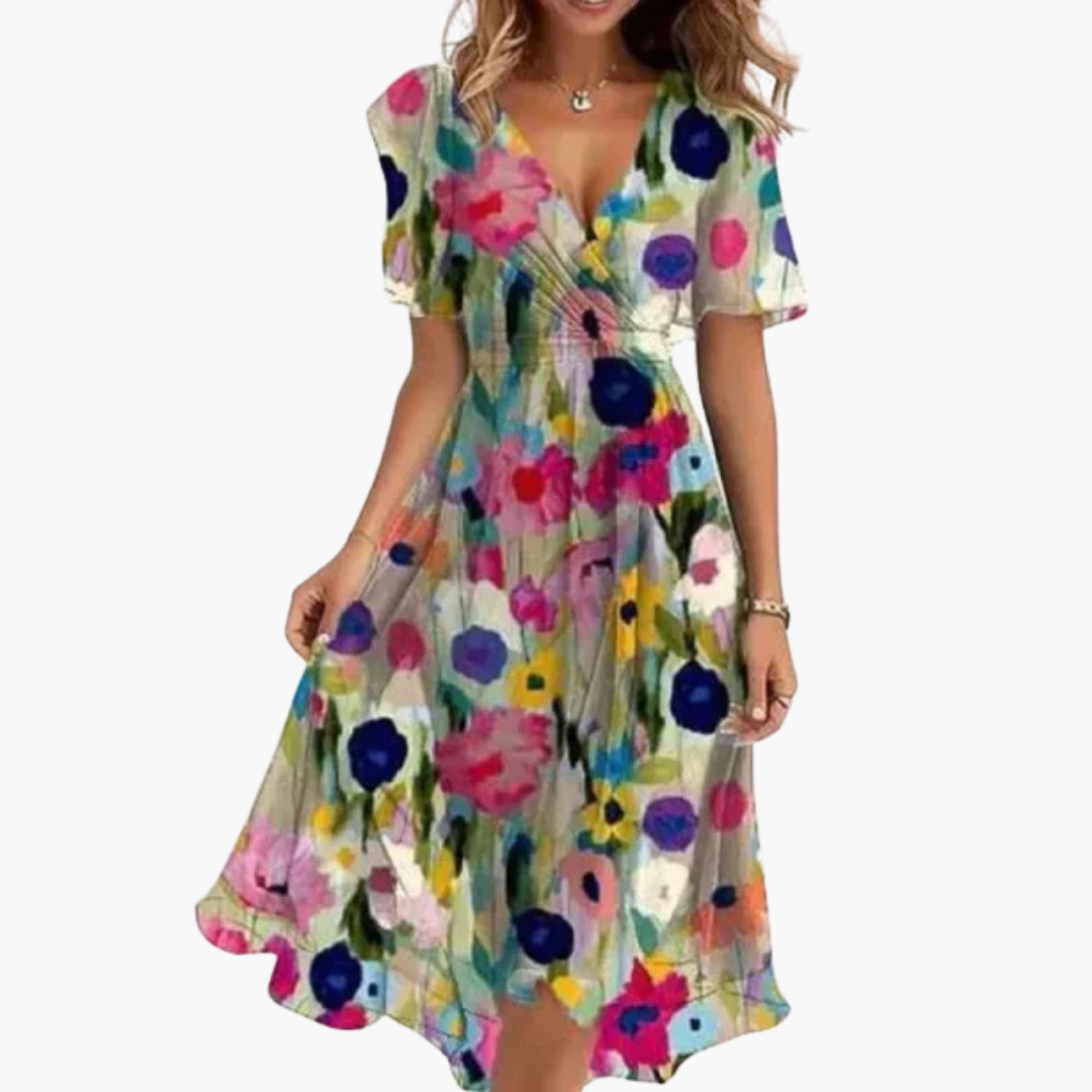 Lena™ | Elegant V-Neck Maxi Dress