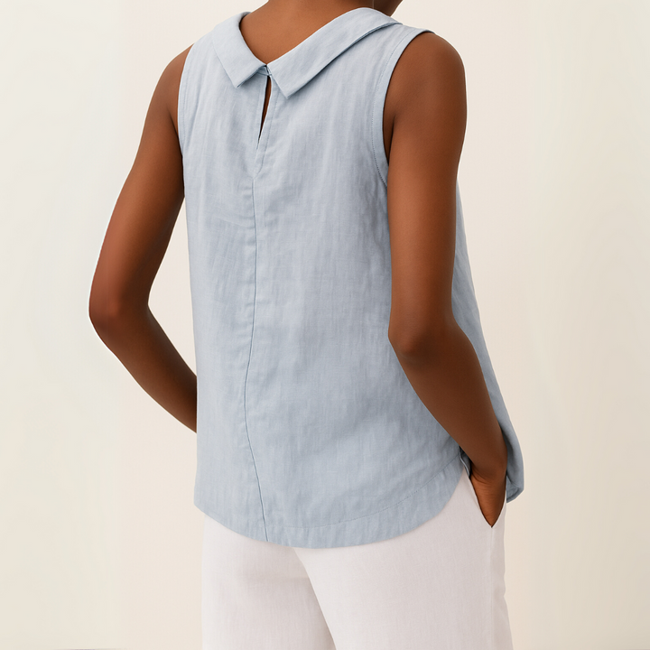 Avice™ | Sleeveless Rolled Collar Top:
