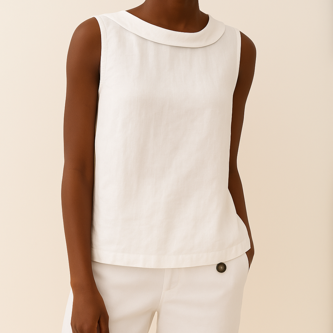 Avice™ | Sleeveless Rolled Collar Top: