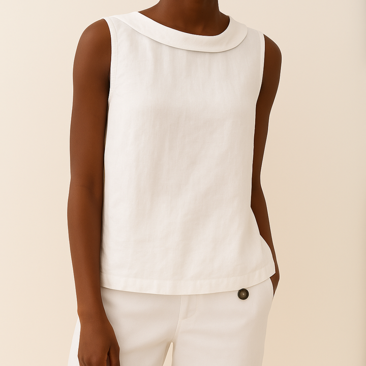 Avice™ | Sleeveless Rolled Collar Top: