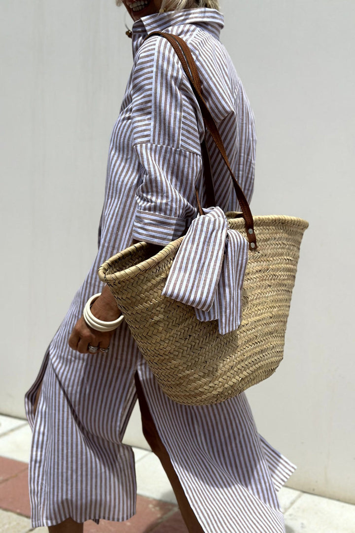 Sophia™ | Elegant Striped Shirt Dress
