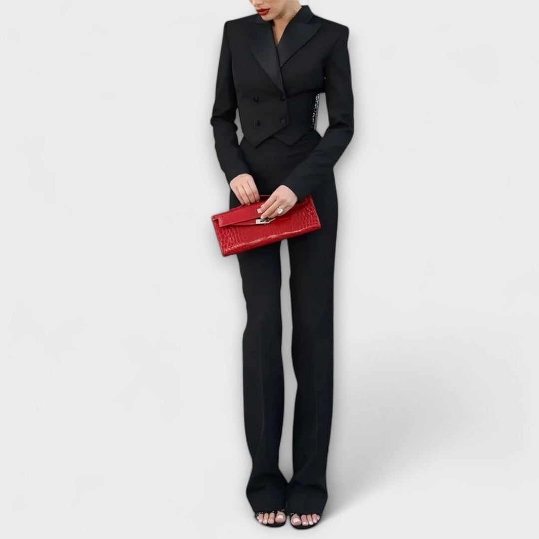 Noa – Pearl-Embellished Backless Blazer Co-Ord Set