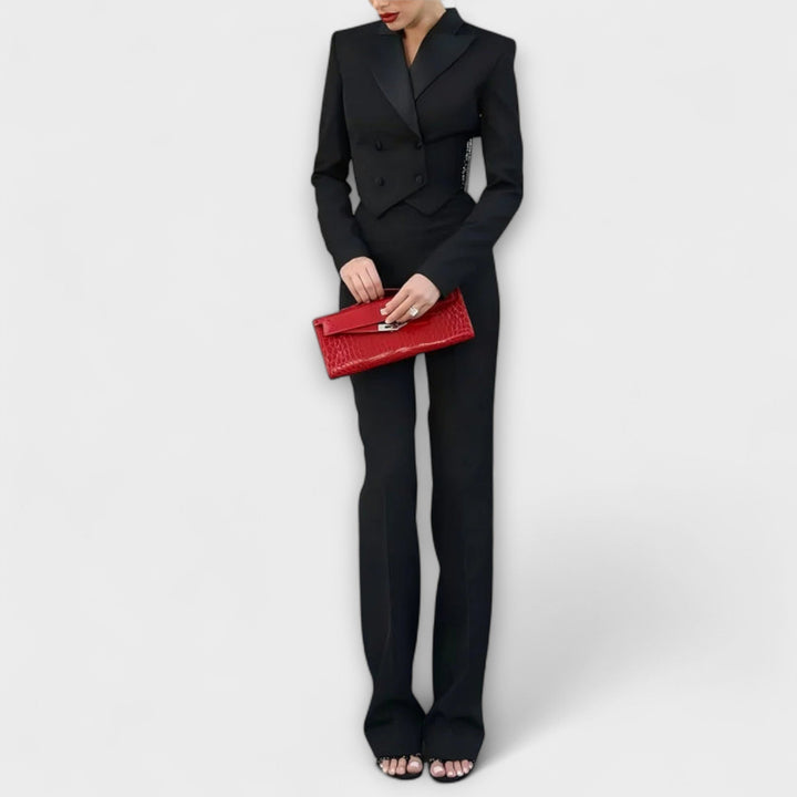 Noa – Pearl-Embellished Backless Blazer Co-Ord Set