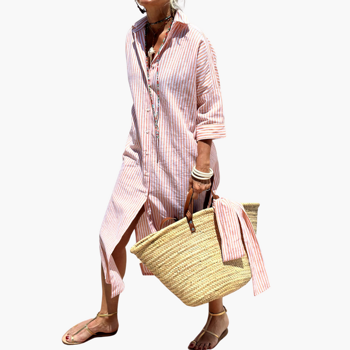 Sophia™ | Elegant Striped Shirt Dress