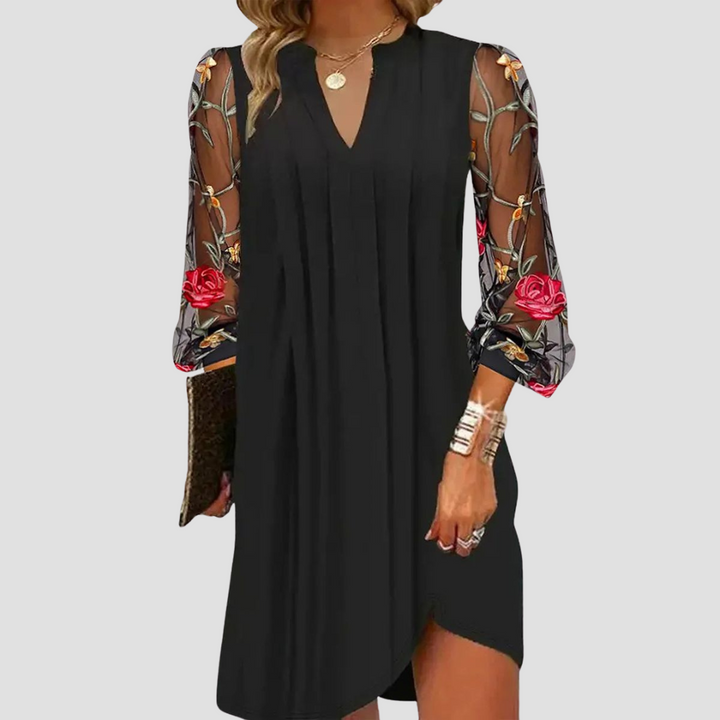 Renée™ | Elegant Mini Dress with Sheer Sleeves