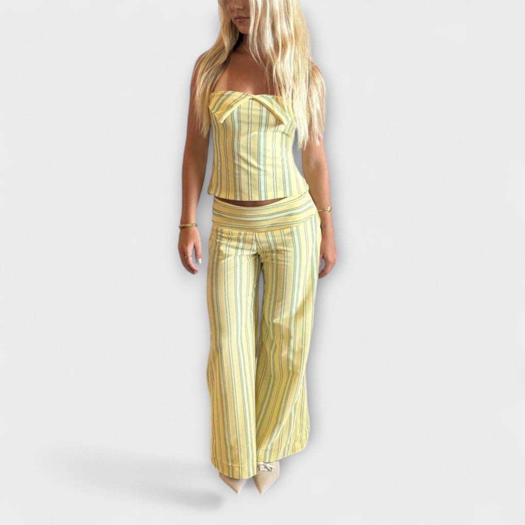 Anastasia – Classic Breton Stripe Trouser Suit