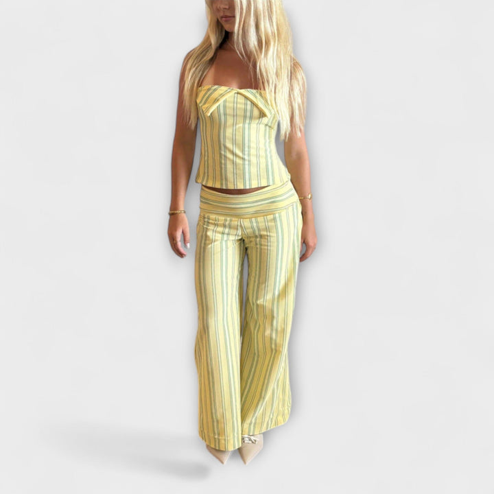 Anastasia – Classic Breton Stripe Trouser Suit