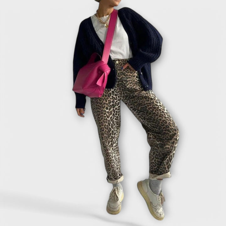 Chandra | Vintage jeans with leopard print