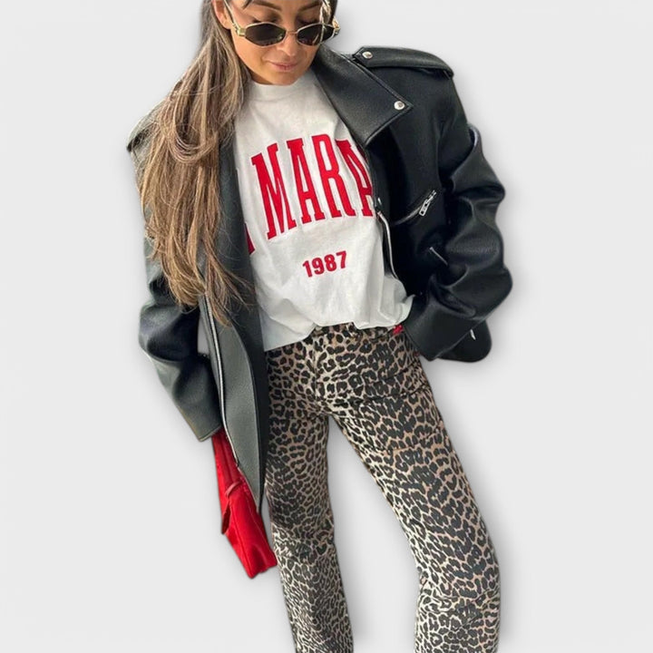 Chandra | Vintage jeans with leopard print