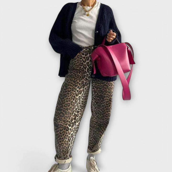Chandra | Vintage jeans with leopard print