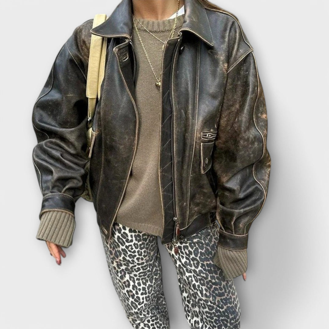 Chandra | Vintage jeans with leopard print