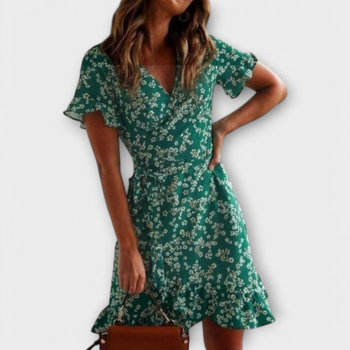Nilsine | Short boho dress in green