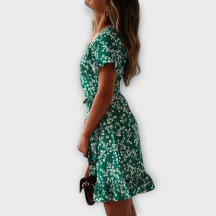 Nilsine | Short boho dress in green