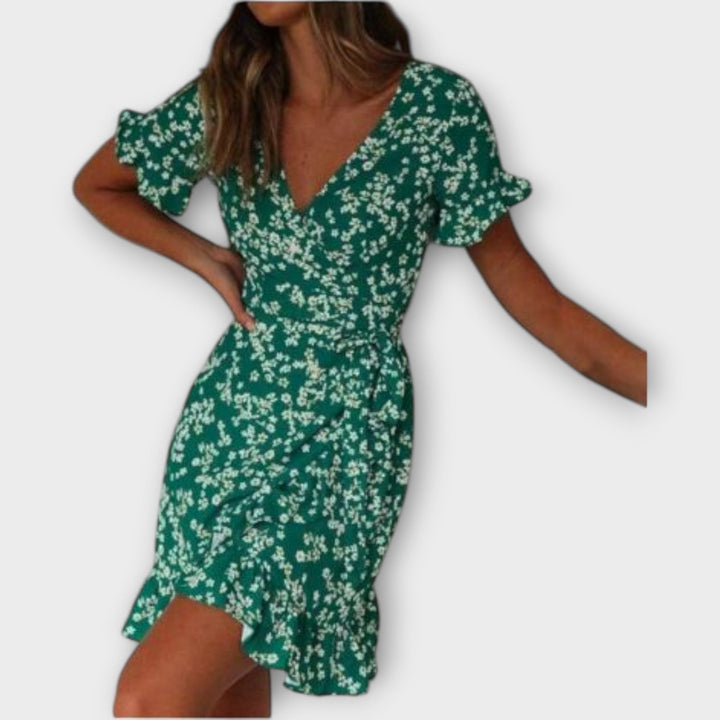 Nilsine | Short boho dress in green