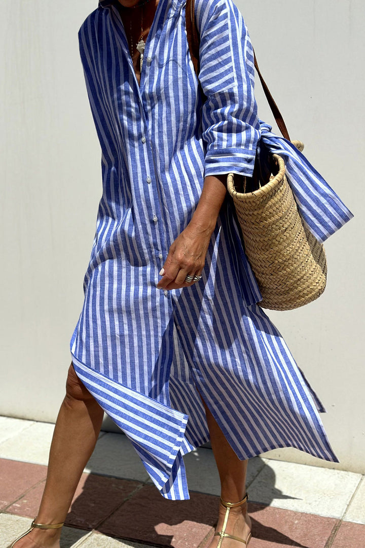Sophia™ | Elegant Striped Shirt Dress